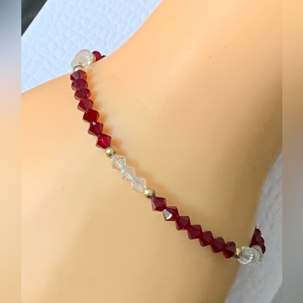 Pretty 14k Solid Gold With Red Ruby & Clear Auror… - image 2